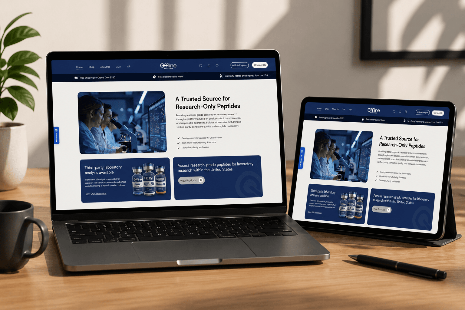 Offline Peptides storefront