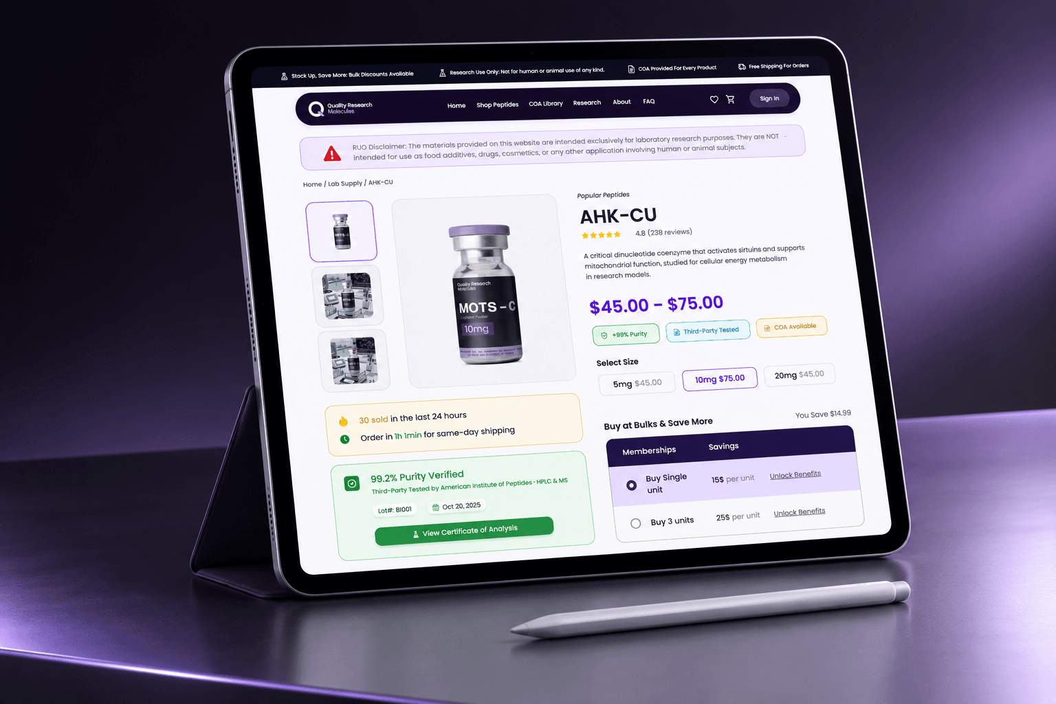 Quality Research Molecules Checkout