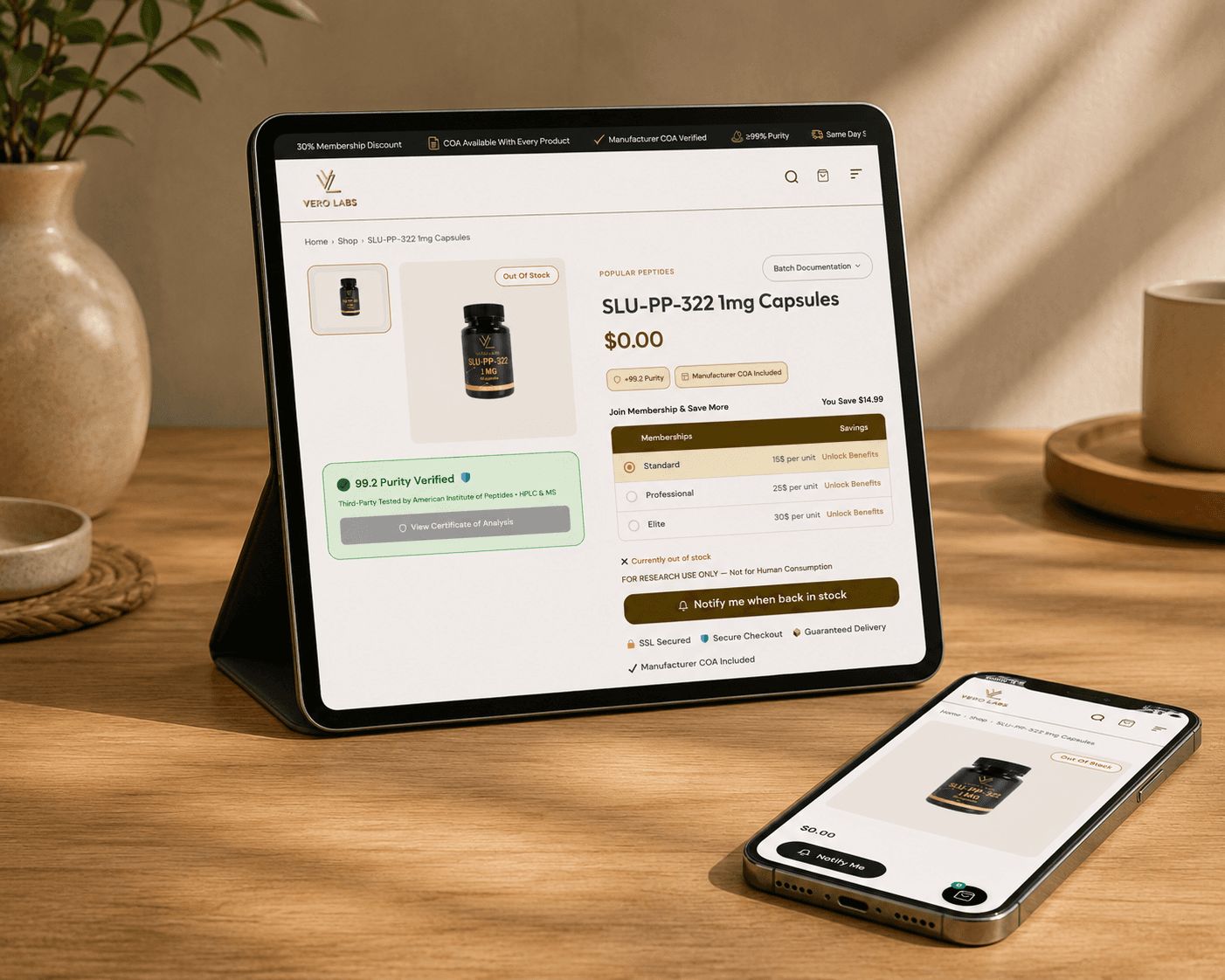Vero Labs Product Page